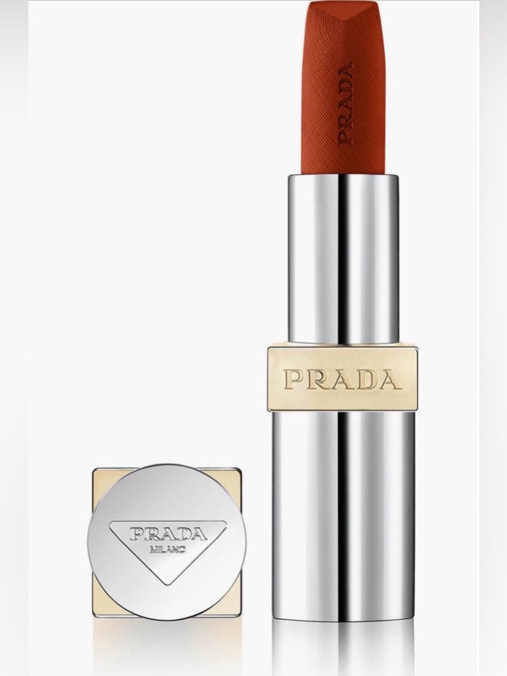 NIB Prada Monochrome Hyper Matte 077 Arancio Lipstick Refillable Magnetic Case!